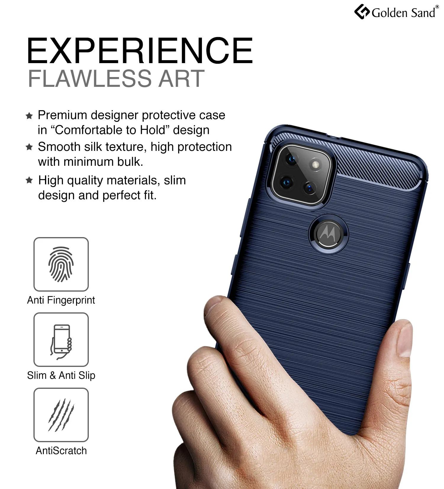 Carbon Fibre Series Shockproof Armor Back Cover for Motorola G9 Power, Electric Blue