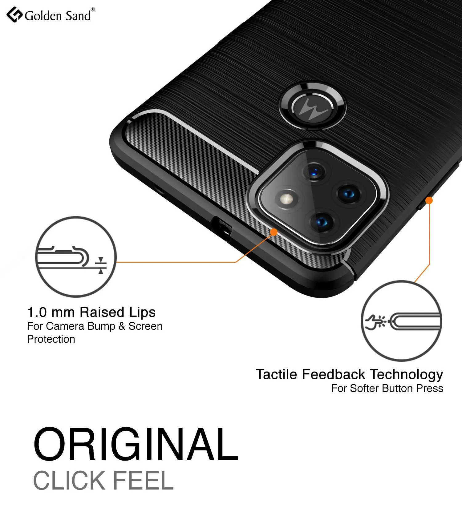 Carbon Fibre Series Shockproof Armor Back Cover for Motorola G9 Power, Metallic Black