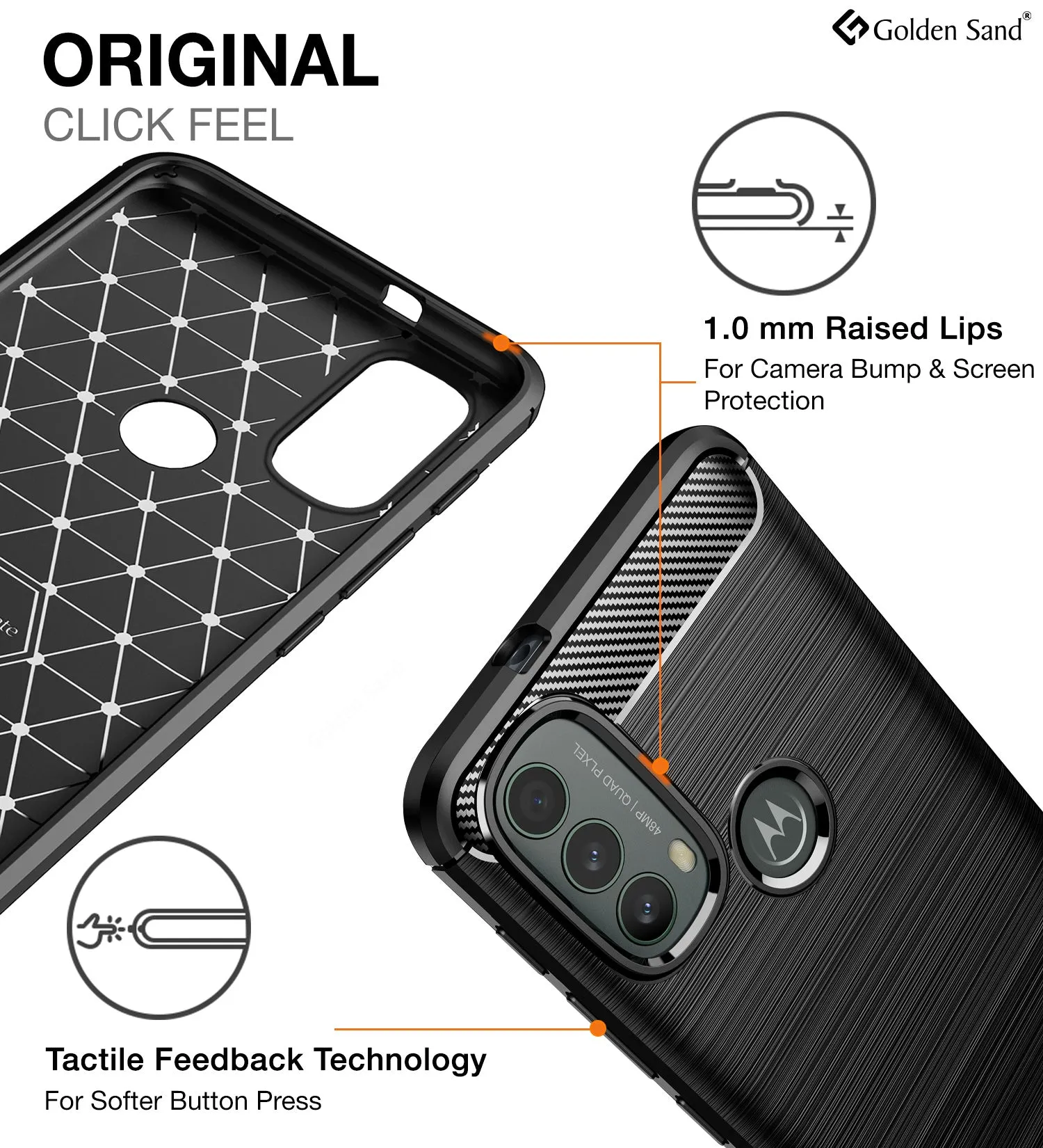Carbon Fibre Series Shockproof Armor Back Cover for Motorola Moto E40, 6.5 inch, Black