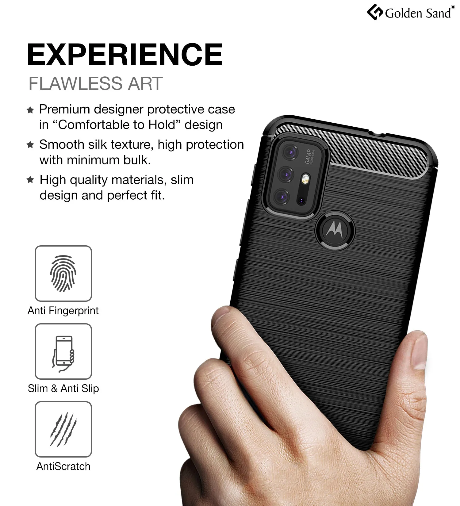 Carbon Fibre Series Shockproof Armor Back Cover for Motorola Moto G10 Power, Motorola Moto G30, 6.5 inch, Black