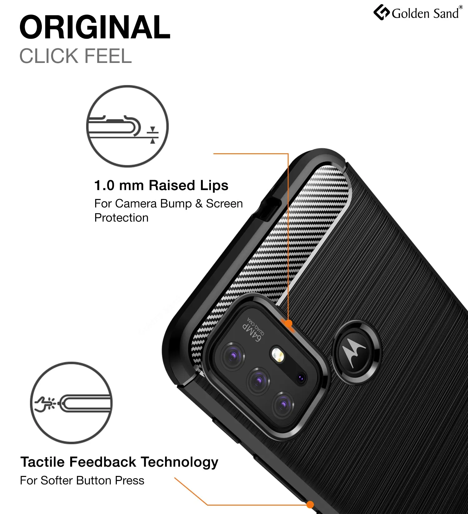 Carbon Fibre Series Shockproof Armor Back Cover for Motorola Moto G10 Power, Motorola Moto G30, 6.5 inch, Black