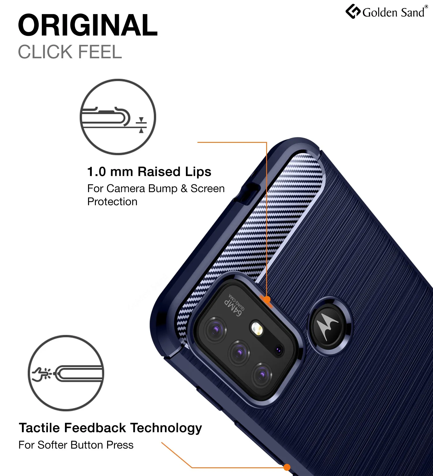 Carbon Fibre Series Shockproof Armor Back Cover for Motorola Moto G10 Power, Motorola Moto G30, 6.5 inch, Blue