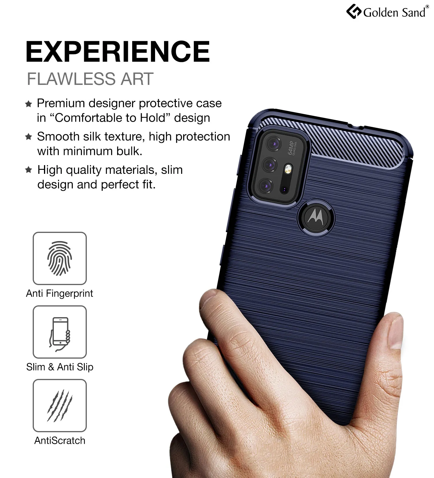 Carbon Fibre Series Shockproof Armor Back Cover for Motorola Moto G10 Power, Motorola Moto G30, 6.5 inch, Blue