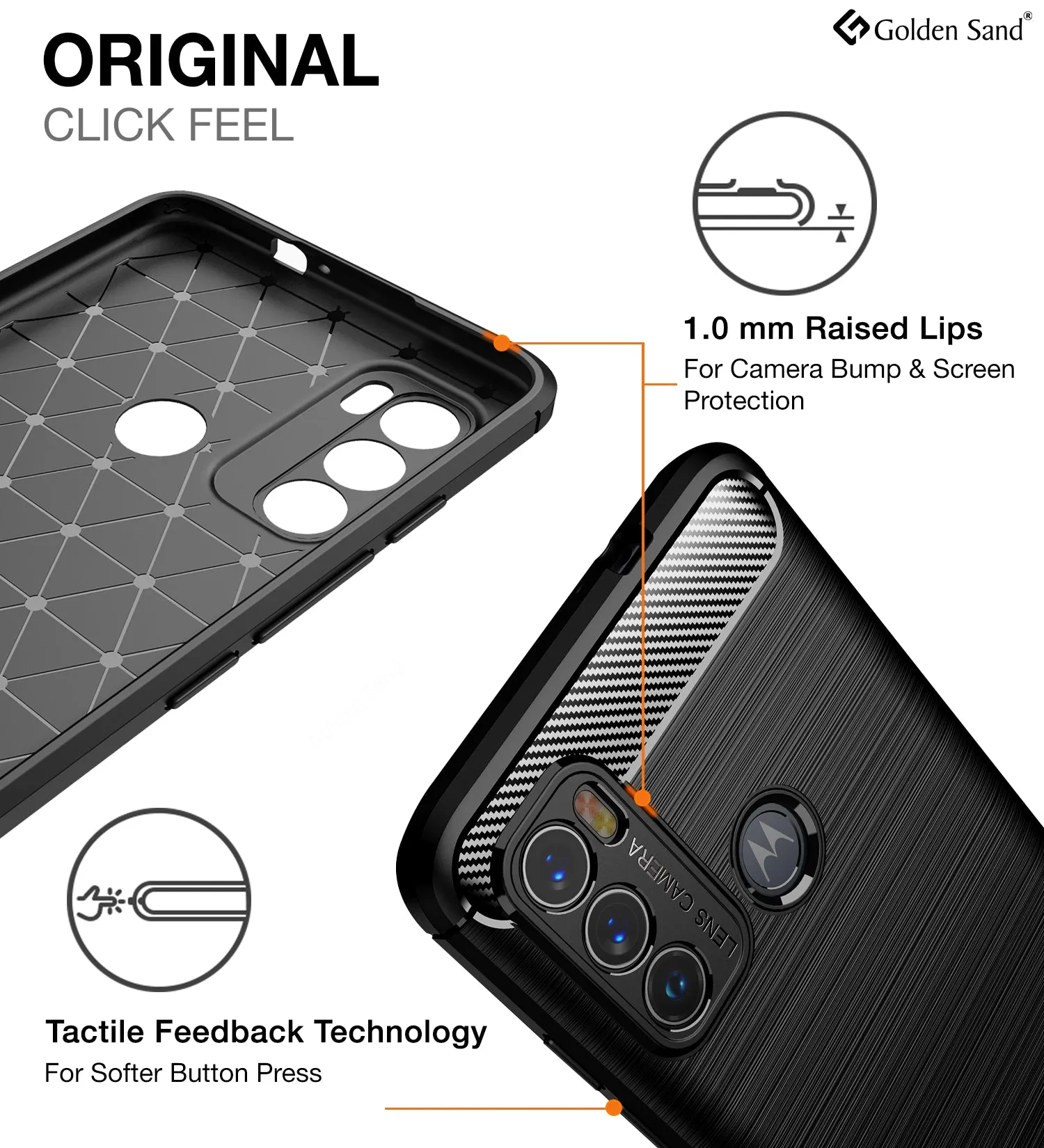 Carbon Fibre Series Shockproof Armor Back Cover for Motorola Moto G40 Fusion, Motorola Moto G60, 6.8 inch, Black
