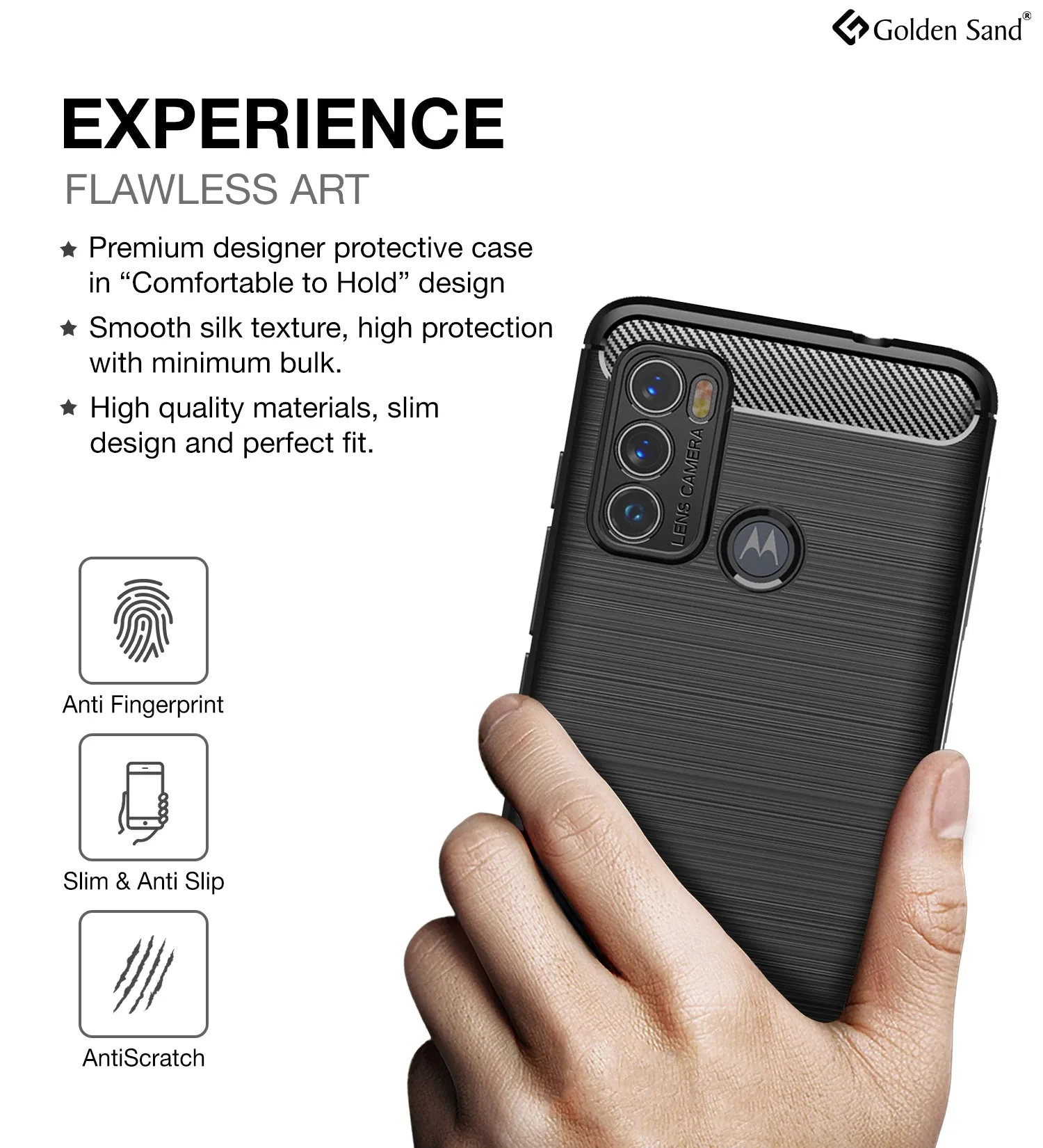 Carbon Fibre Series Shockproof Armor Back Cover for Motorola Moto G40 Fusion, Motorola Moto G60, 6.8 inch, Black