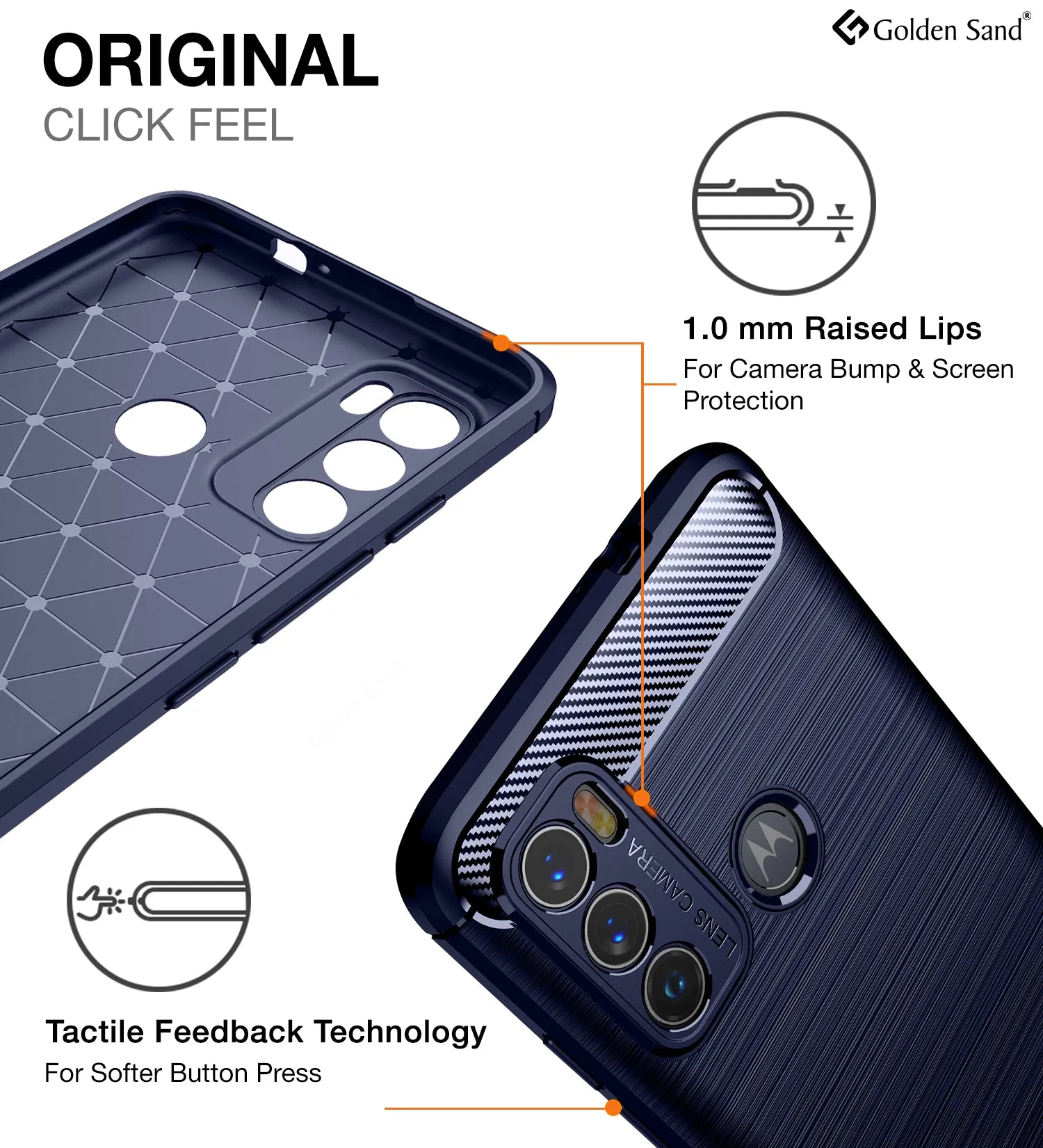 Carbon Fibre Series Shockproof Armor Back Cover for Motorola Moto G40 Fusion, Motorola Moto G60, 6.8 inch, Blue