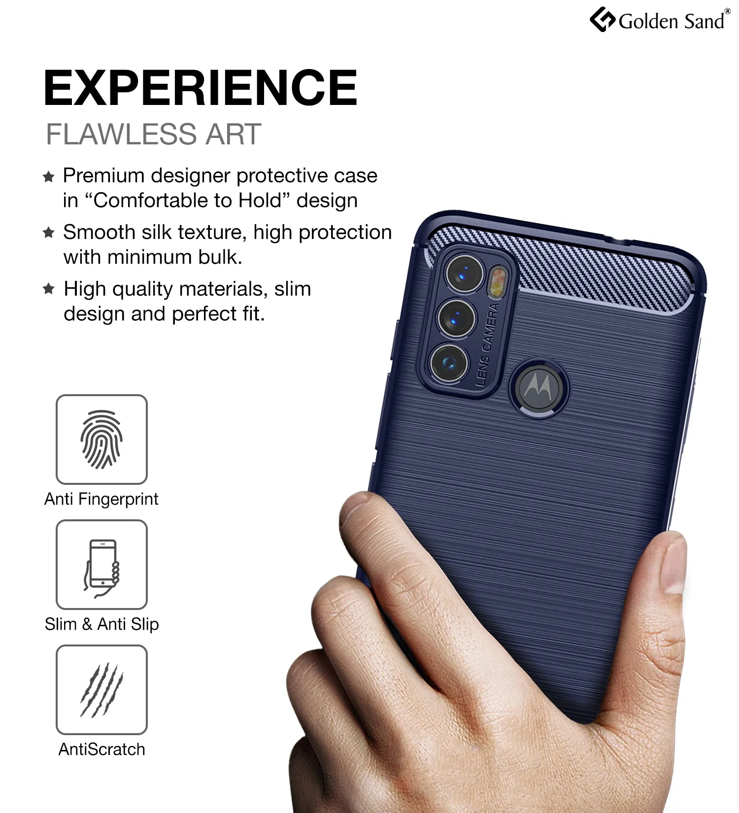 Carbon Fibre Series Shockproof Armor Back Cover for Motorola Moto G40 Fusion, Motorola Moto G60, 6.8 inch, Blue