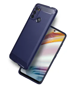 Carbon Fibre Series Shockproof Armor Back Cover for Motorola Moto G40 Fusion, Motorola Moto G60, 6.8 inch, Blue