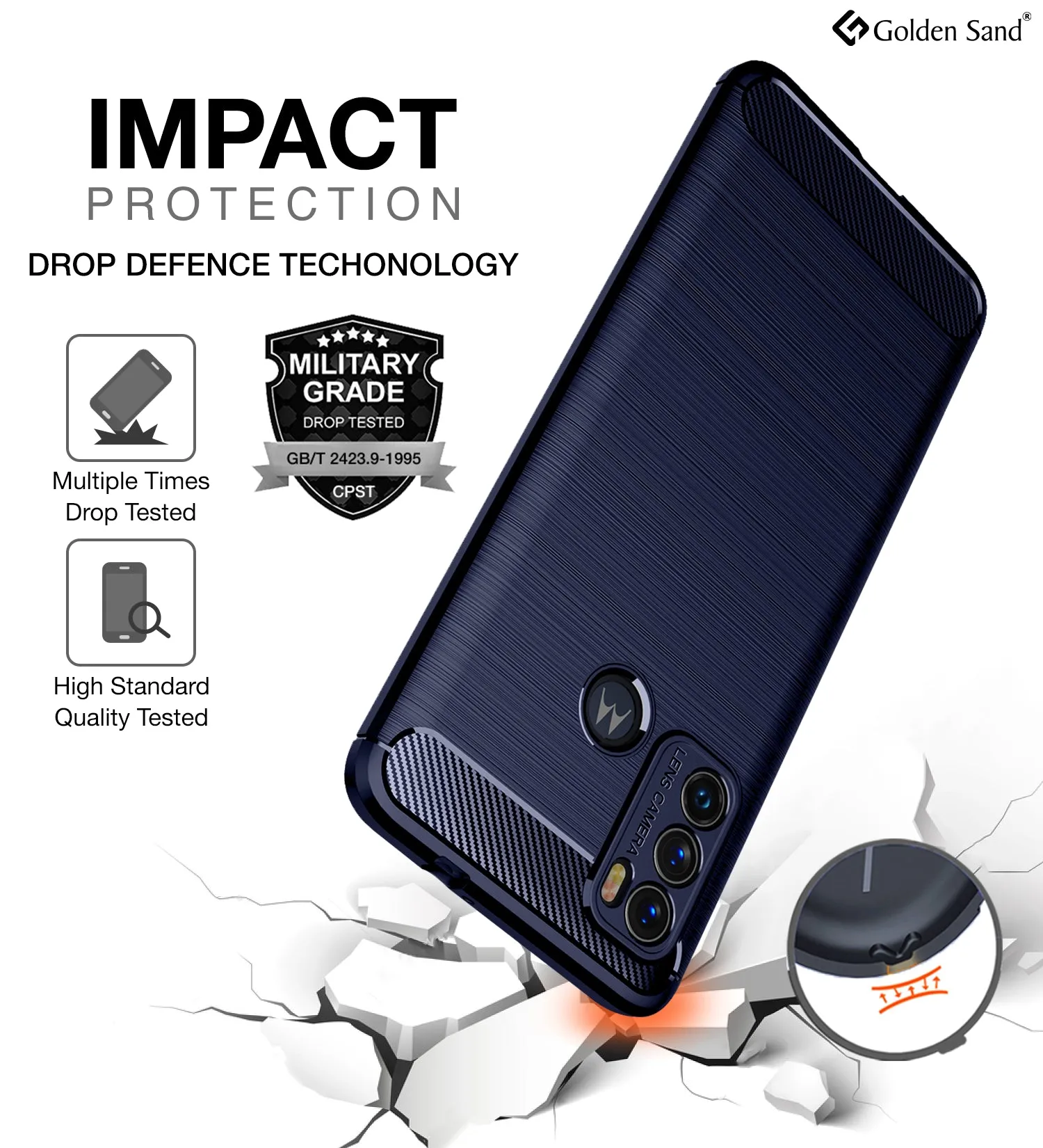 Carbon Fibre Series Shockproof Armor Back Cover for Motorola Moto G40 Fusion, Motorola Moto G60, 6.8 inch, Blue