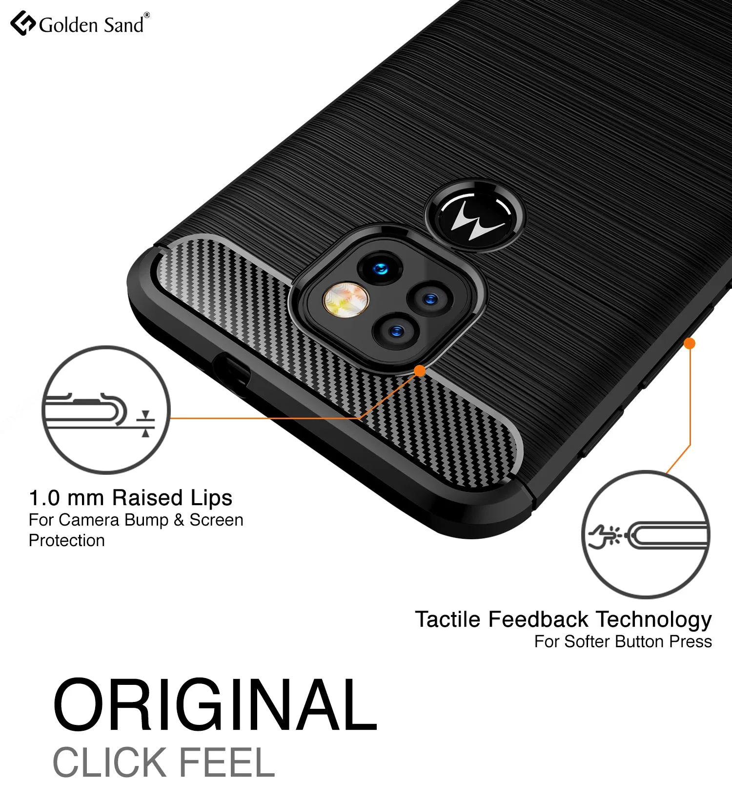 Carbon Fibre Series Shockproof Armor Back Cover for Motorola Moto G9, Moto E7 Plus, Black