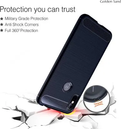Carbon Fibre Series Shockproof Armor Back Cover for Motorola Moto One Power, Blue