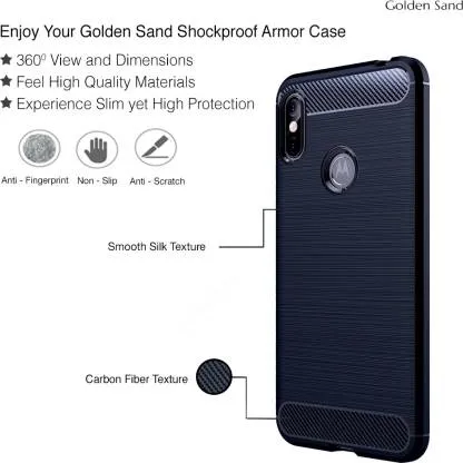 Carbon Fibre Series Shockproof Armor Back Cover for Motorola Moto One Power, Blue