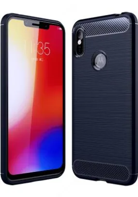 Carbon Fibre Series Shockproof Armor Back Cover for Motorola Moto One Power, Blue
