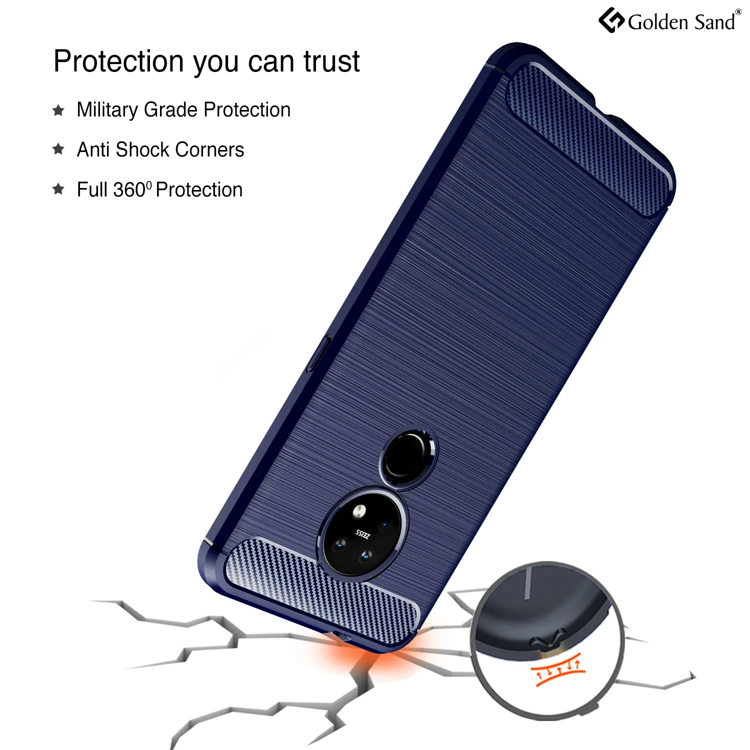 Carbon Fibre Series Shockproof Armor Back Cover for Nokia 7.2, Nokia 6.2 6.39 inch, Blue