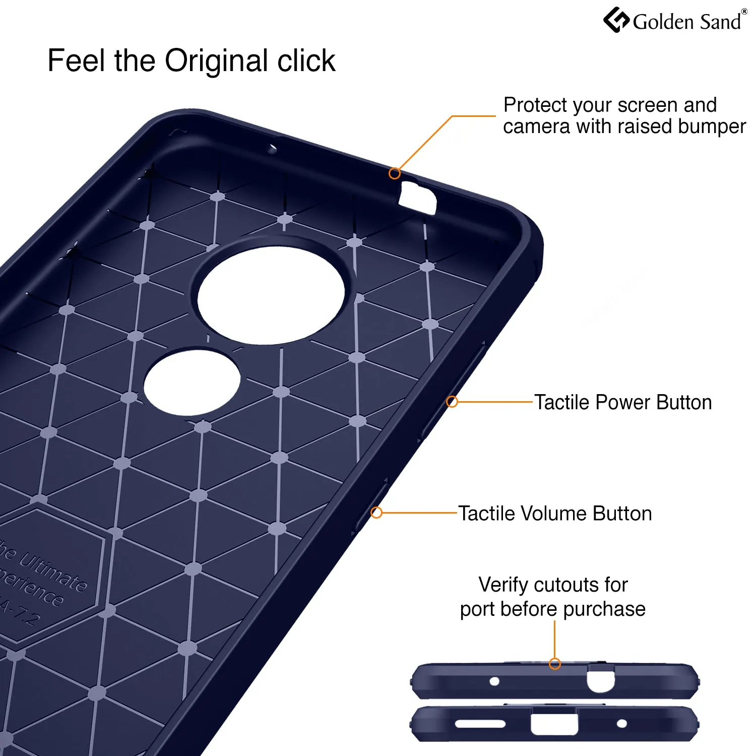 Carbon Fibre Series Shockproof Armor Back Cover for Nokia 7.2, Nokia 6.2 6.39 inch, Blue