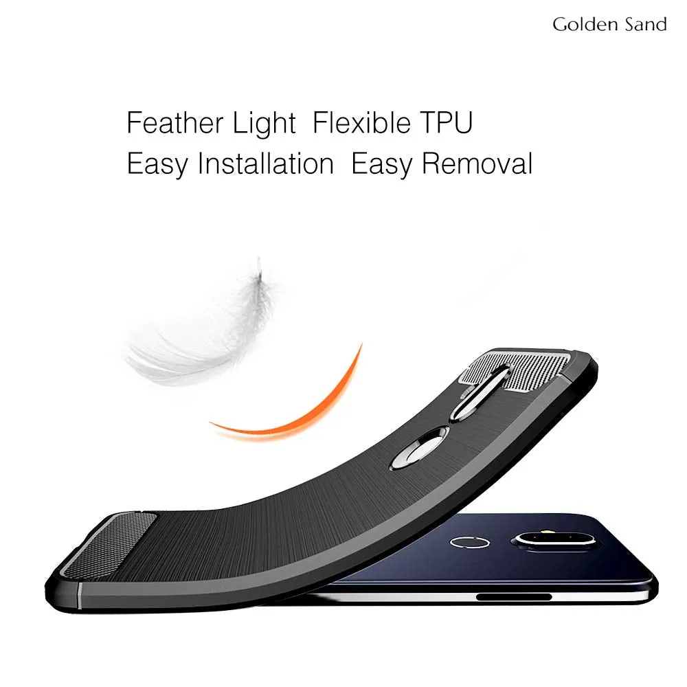 Carbon Fibre Series Shockproof Armor Back Cover for Nokia 8.1, Black