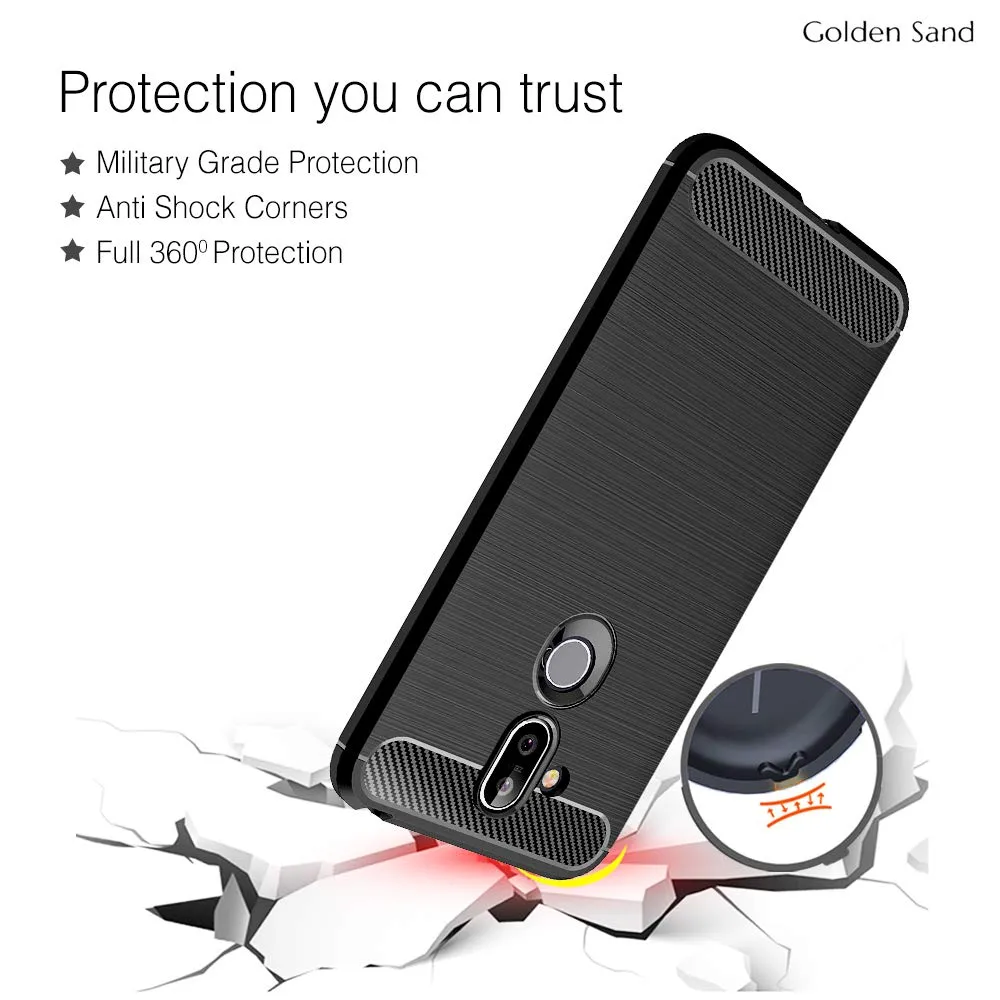 Carbon Fibre Series Shockproof Armor Back Cover for Nokia 8.1, Black