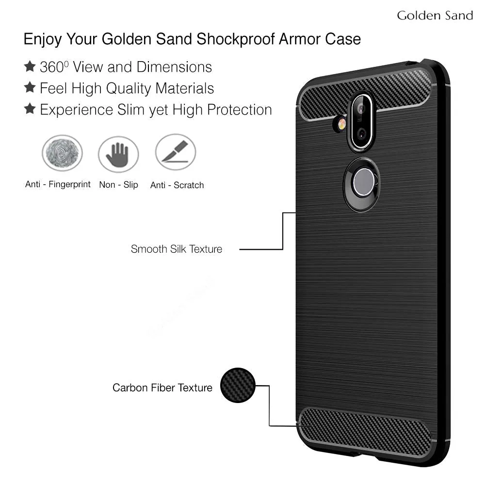 Carbon Fibre Series Shockproof Armor Back Cover for Nokia 8.1, Black