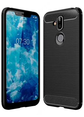 Carbon Fibre Series Shockproof Armor Back Cover for Nokia 8.1, Black
