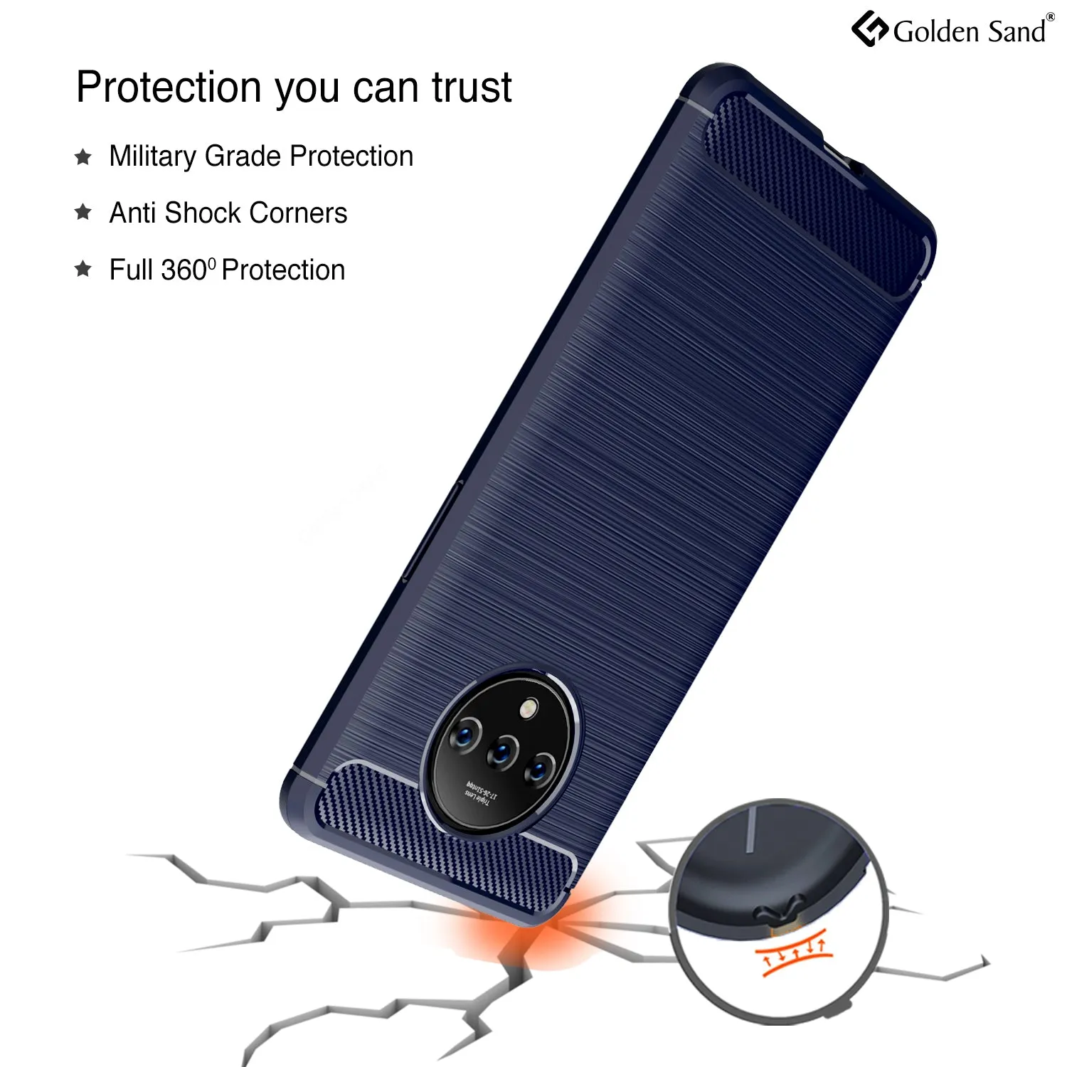 Carbon Fibre Series Shockproof Armor Back Cover for One Plus 7T 6.5 inch, Blue
