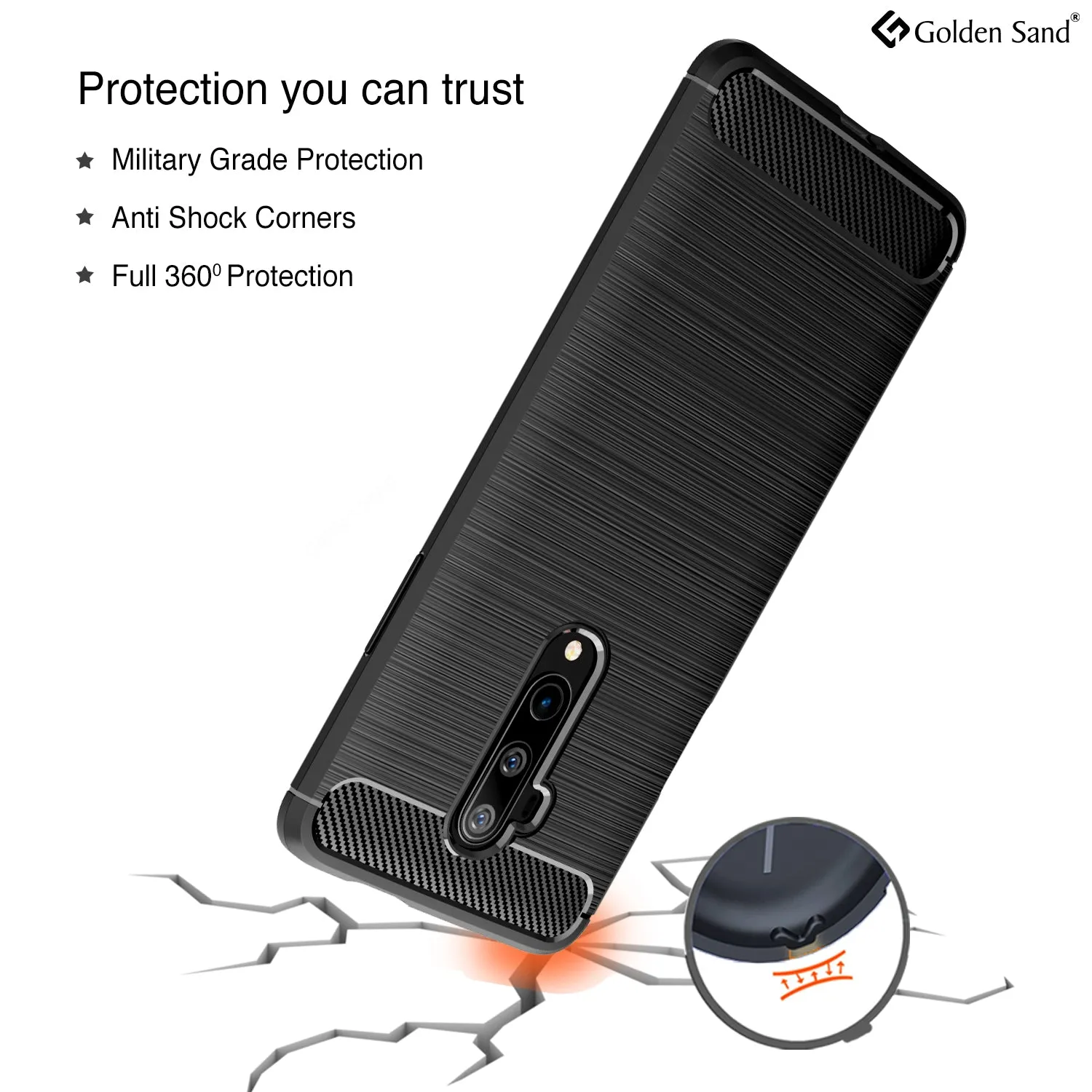 Carbon Fibre Series Shockproof Armor Back Cover for One Plus 7T Pro 6.7 inch, Black