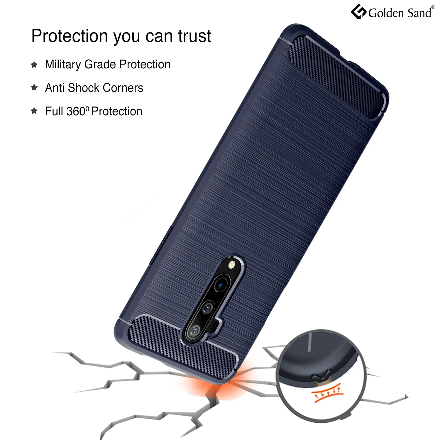 Carbon Fibre Series Shockproof Armor Back Cover for One Plus 7T Pro 6.7 inch, Blue