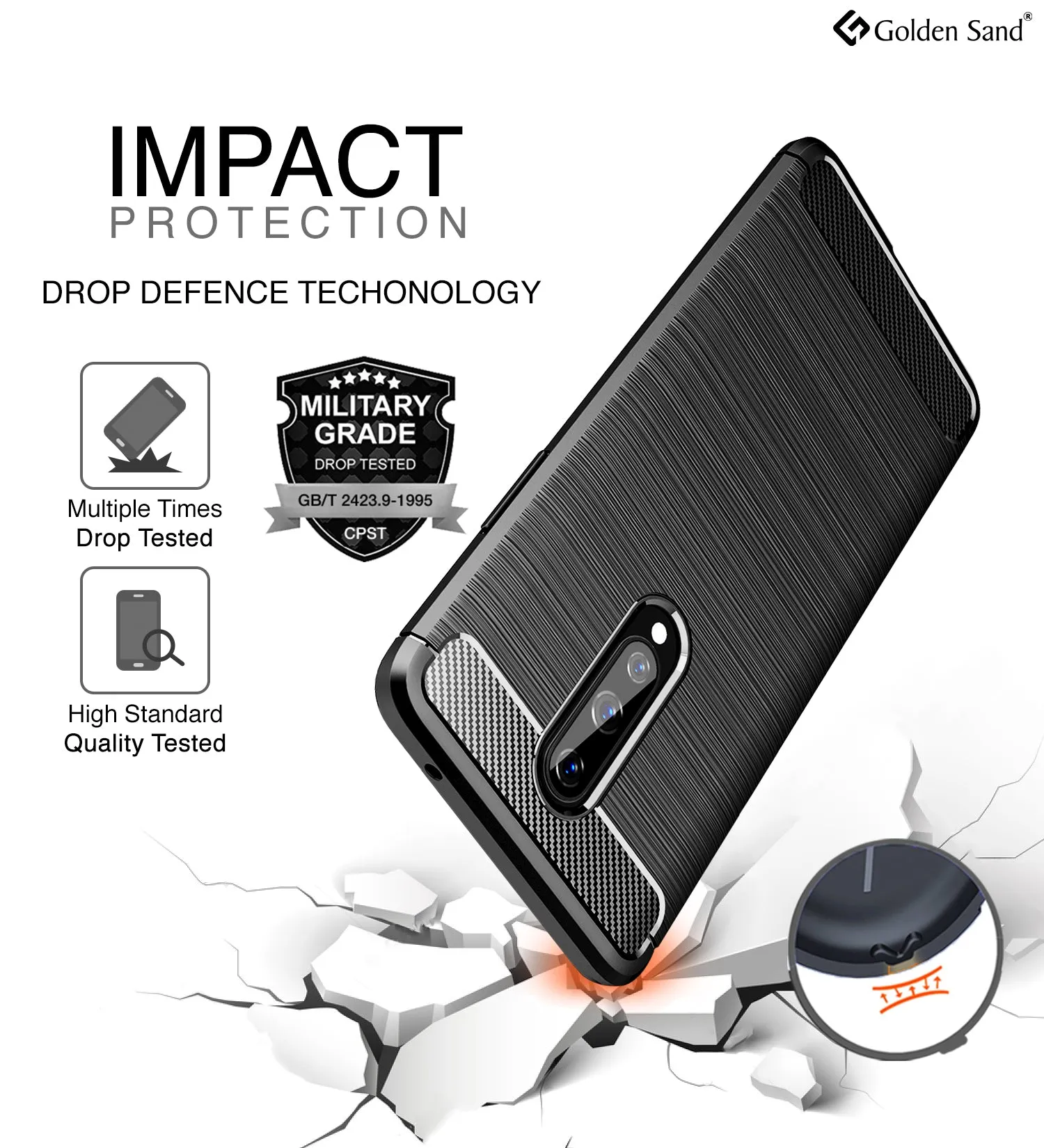 Carbon Fibre Series Shockproof Armor Back Cover for One Plus 8  6.55 inch, Black