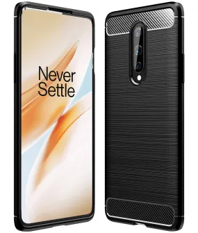 Carbon Fibre Series Shockproof Armor Back Cover for One Plus 8  6.55 inch, Black