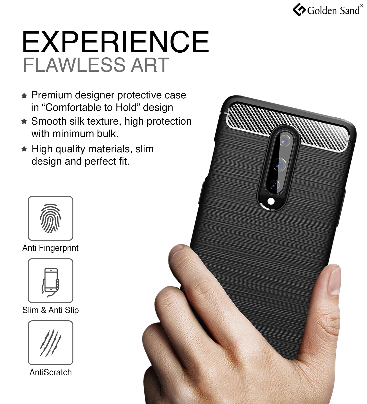 Carbon Fibre Series Shockproof Armor Back Cover for One Plus 8  6.55 inch, Black