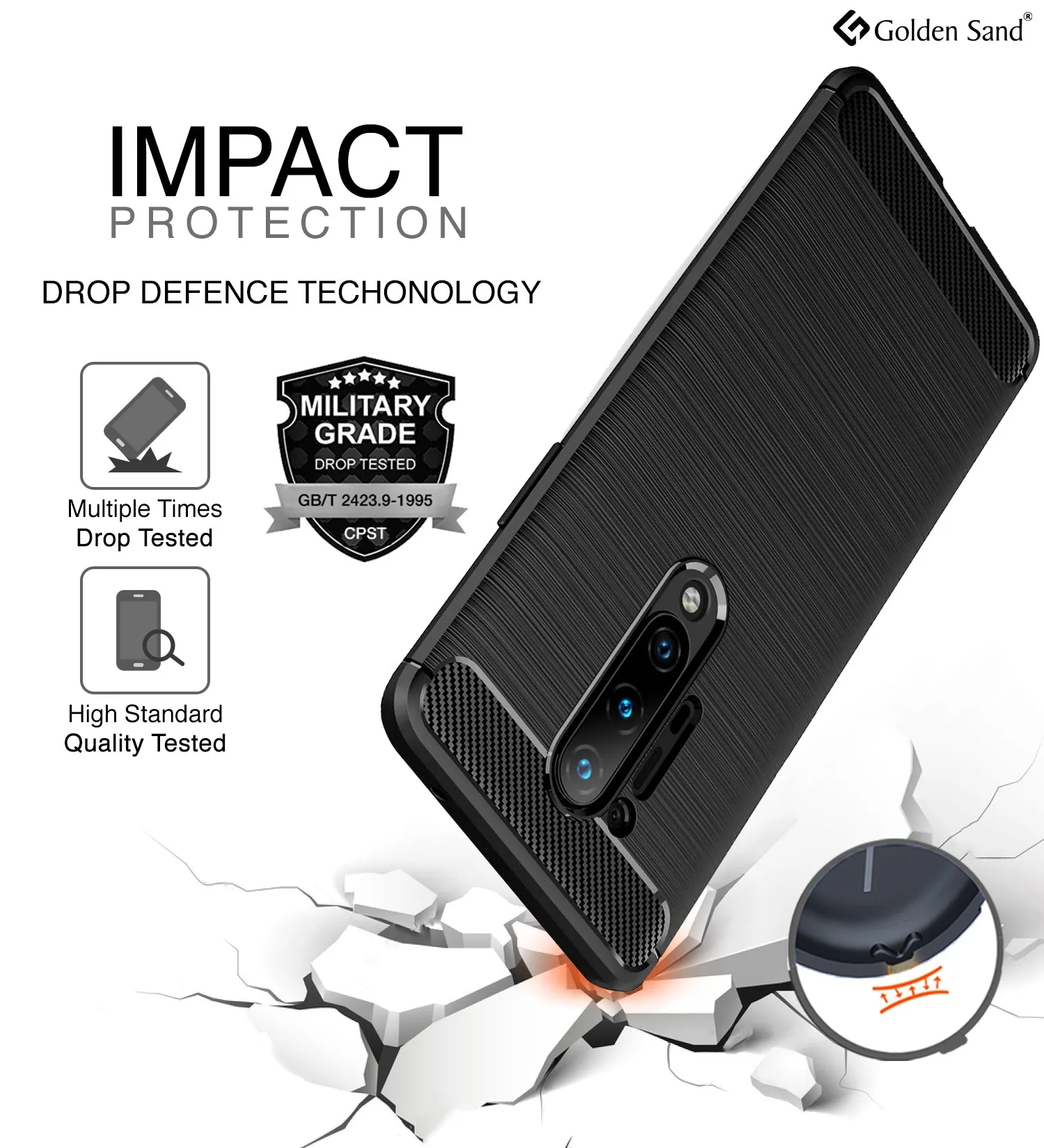 Carbon Fibre Series Shockproof Armor Back Cover for One Plus 8 Pro 6.78 inch, Black