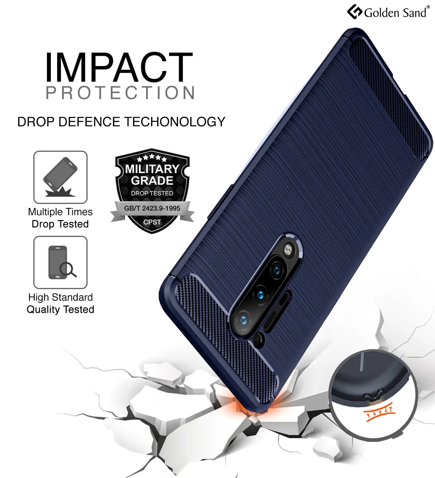 Carbon Fibre Series Shockproof Armor Back Cover for One Plus 8 Pro 6.78 inch, Blue