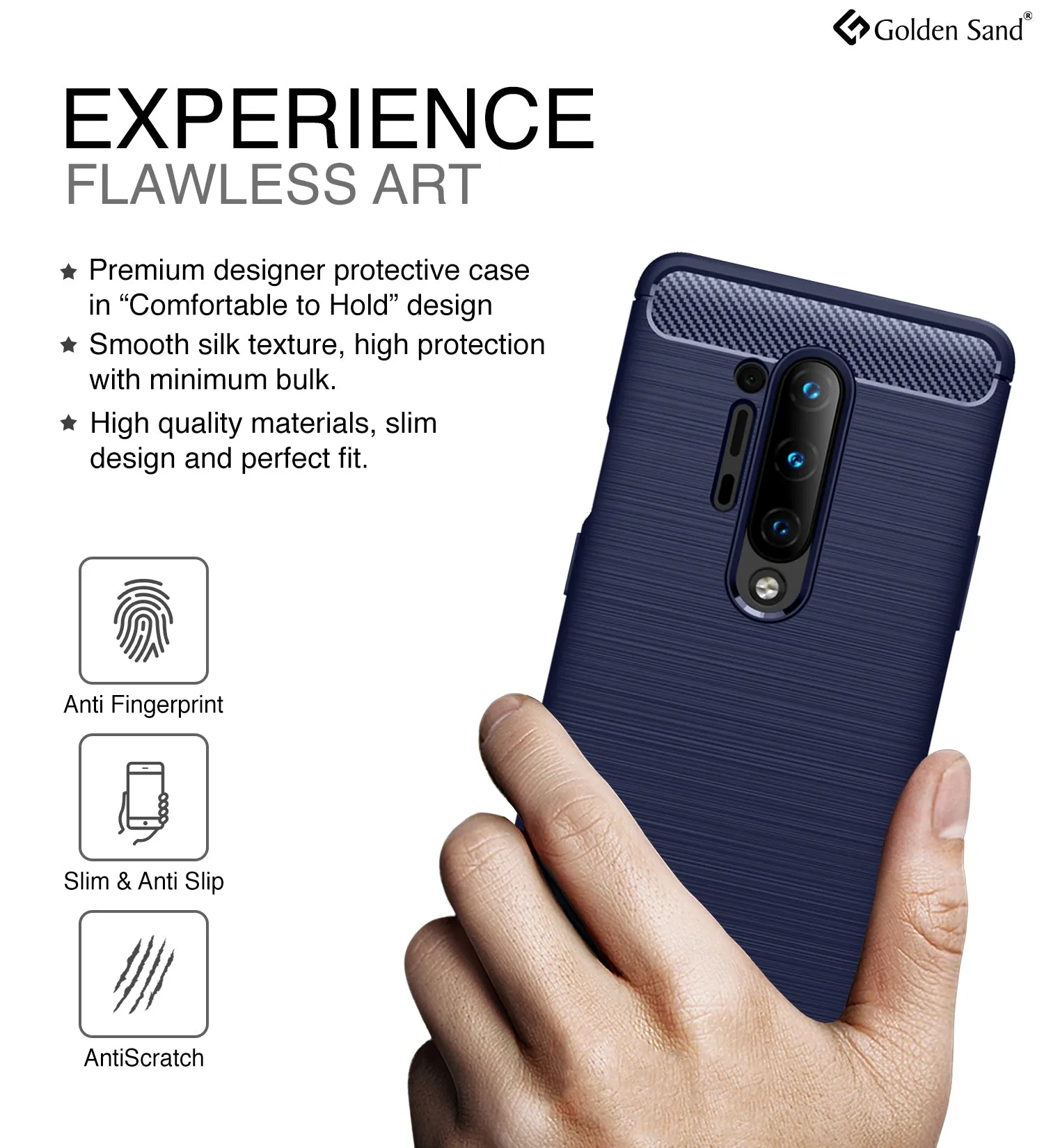 Carbon Fibre Series Shockproof Armor Back Cover for One Plus 8 Pro 6.78 inch, Blue