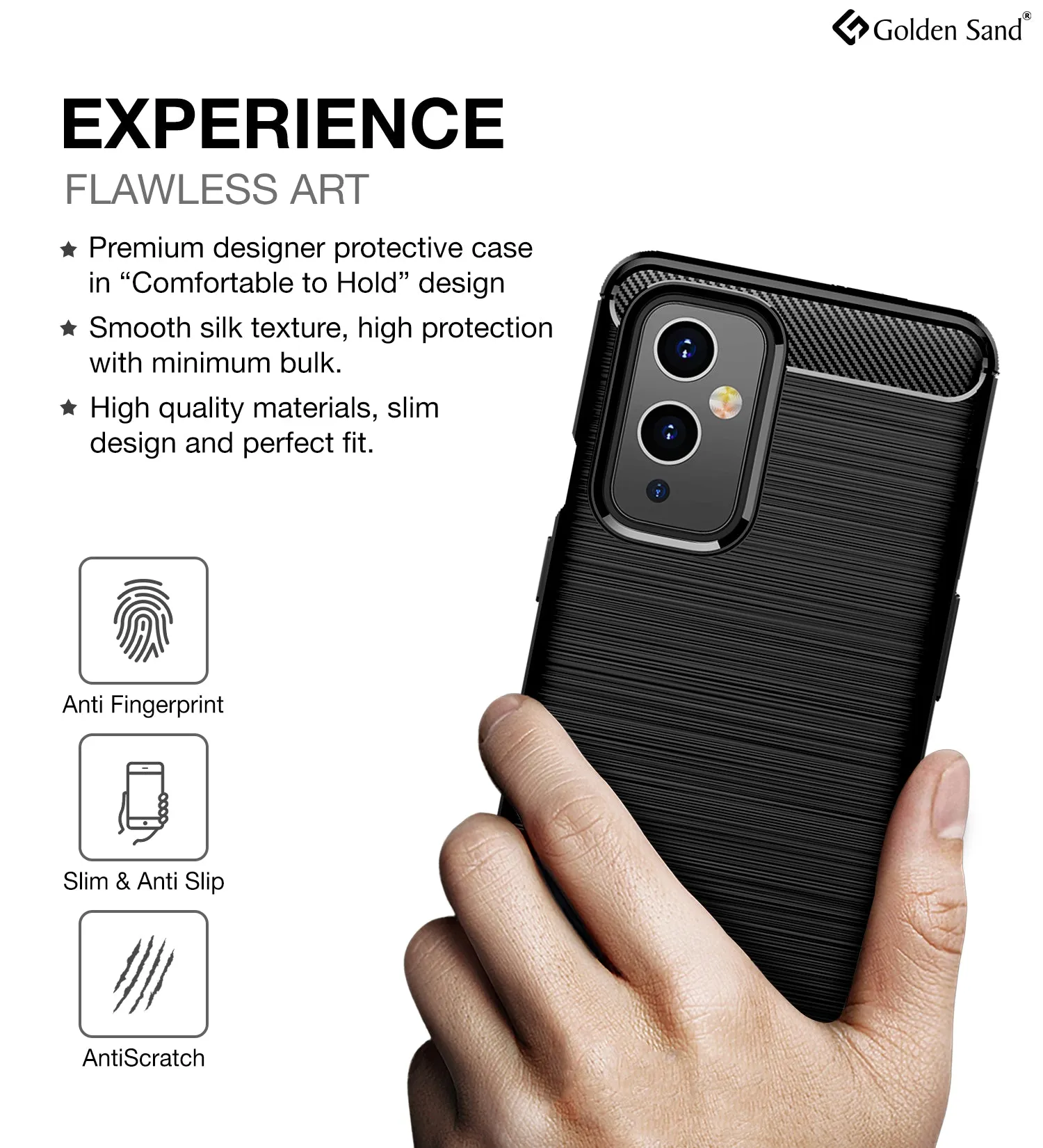 Carbon Fibre Series Shockproof Armor Back Cover for OnePlus 9, 6.55 inch, Black