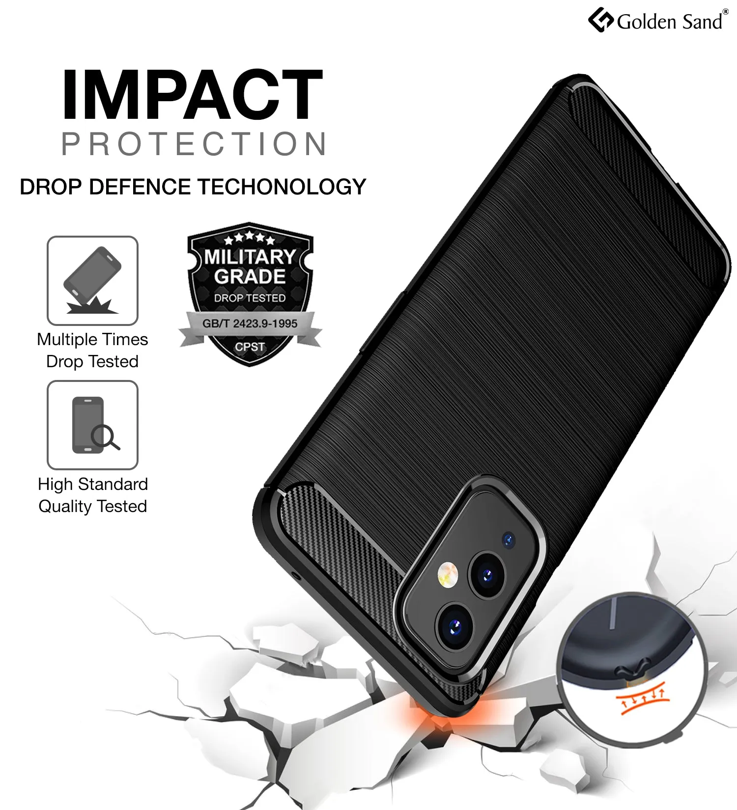 Carbon Fibre Series Shockproof Armor Back Cover for OnePlus 9, 6.55 inch, Black