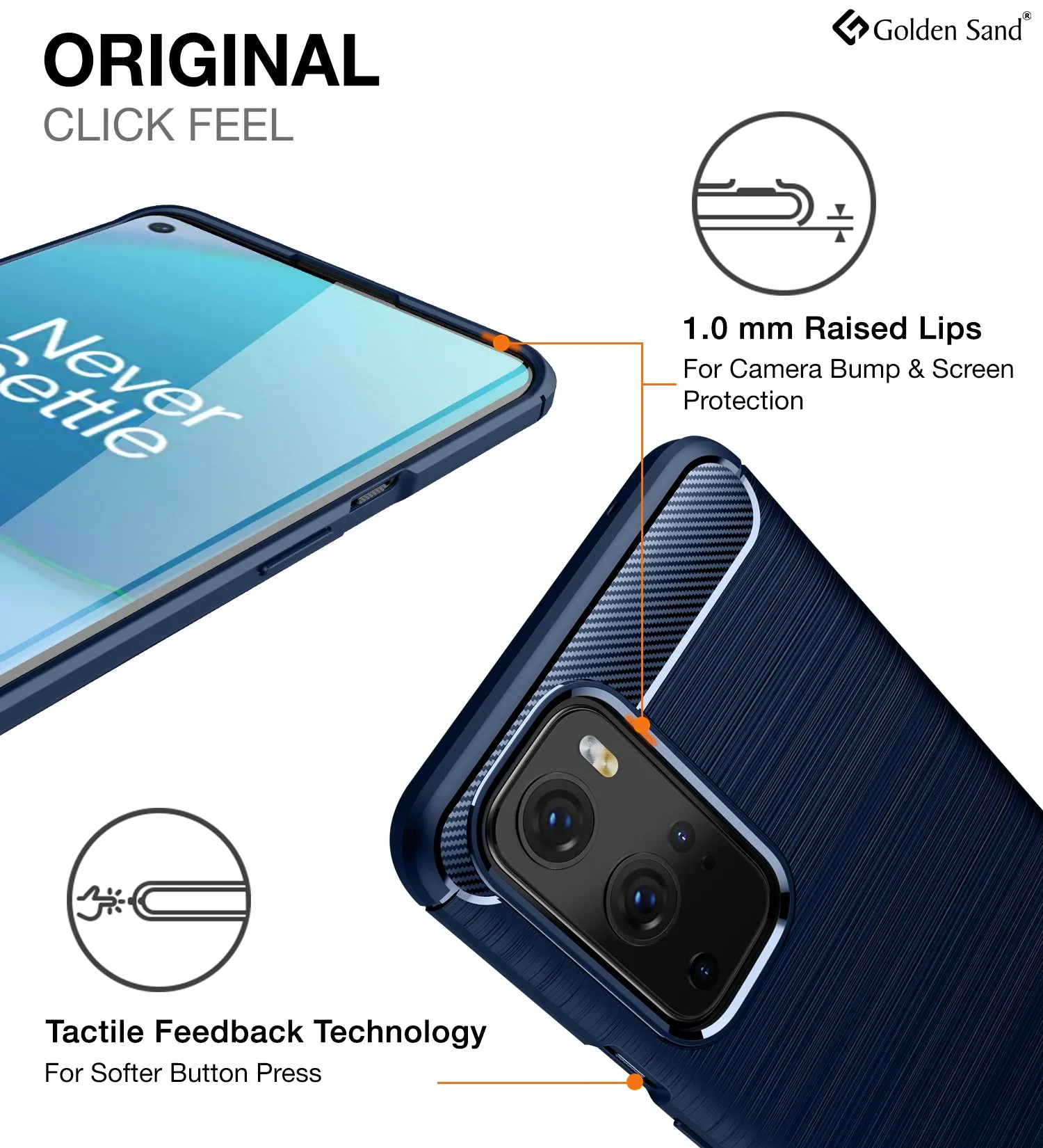 Carbon Fibre Series Shockproof Armor Back Cover for OnePlus 9 Pro, 6.7 inch, Blue