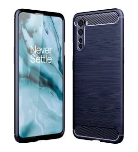 Carbon Fibre Series Shockproof Armor Back Cover for OnePlus Nord, Blue