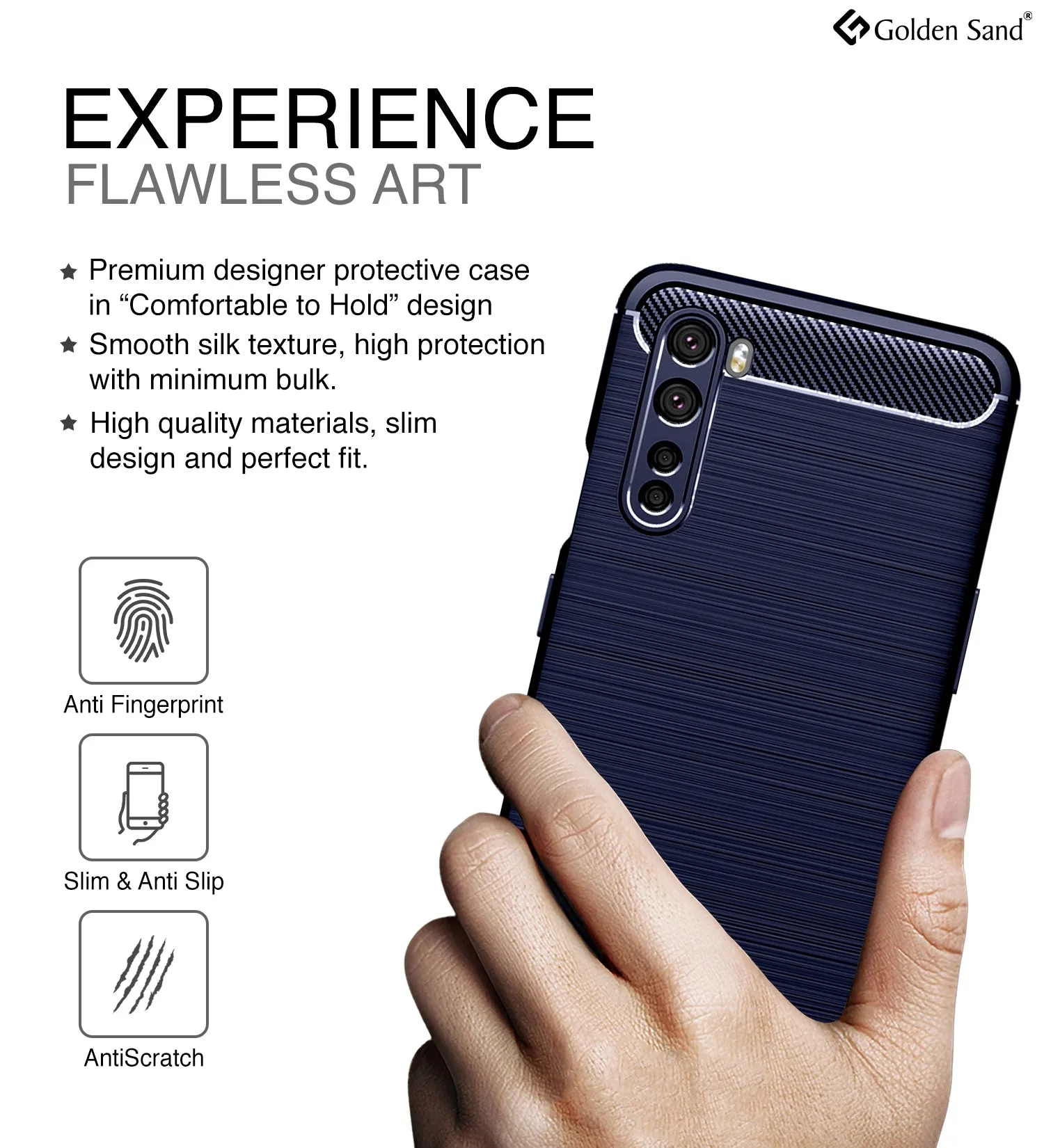 Carbon Fibre Series Shockproof Armor Back Cover for OnePlus Nord, Blue