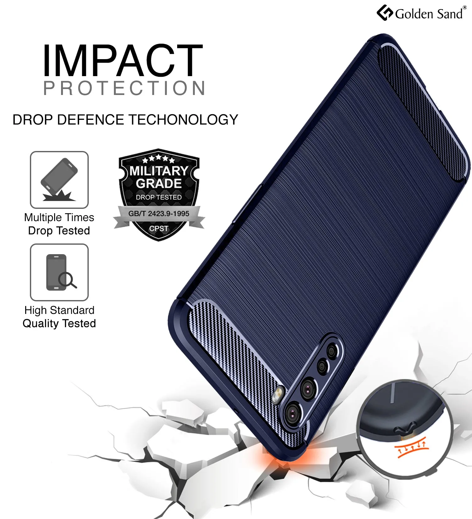 Carbon Fibre Series Shockproof Armor Back Cover for OnePlus Nord, Blue