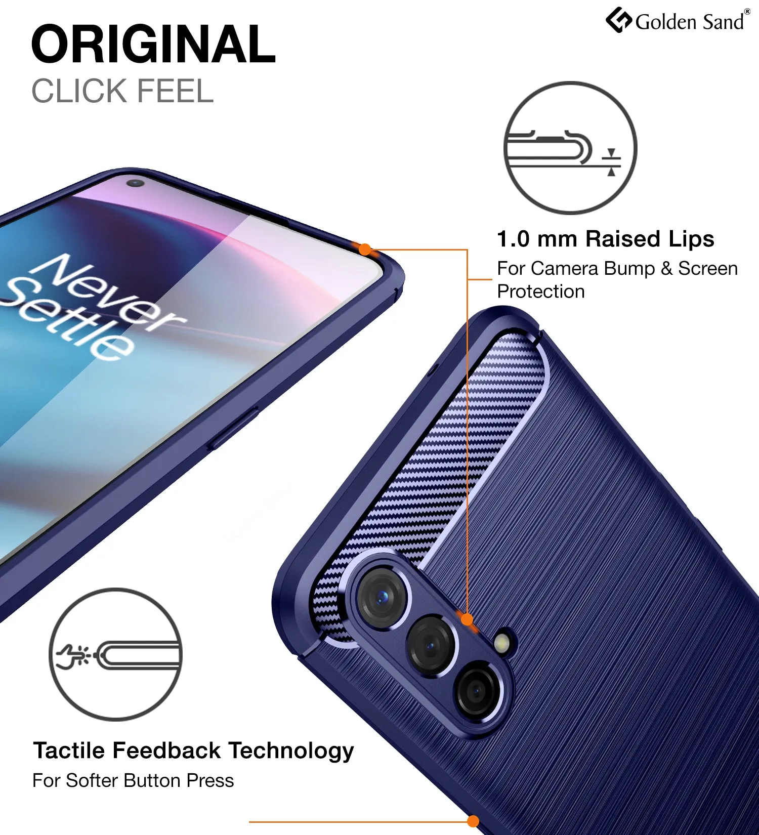 Carbon Fibre Series Shockproof Armor Back Cover for OnePlus Nord CE 5G, 6.43 inch, Blue
