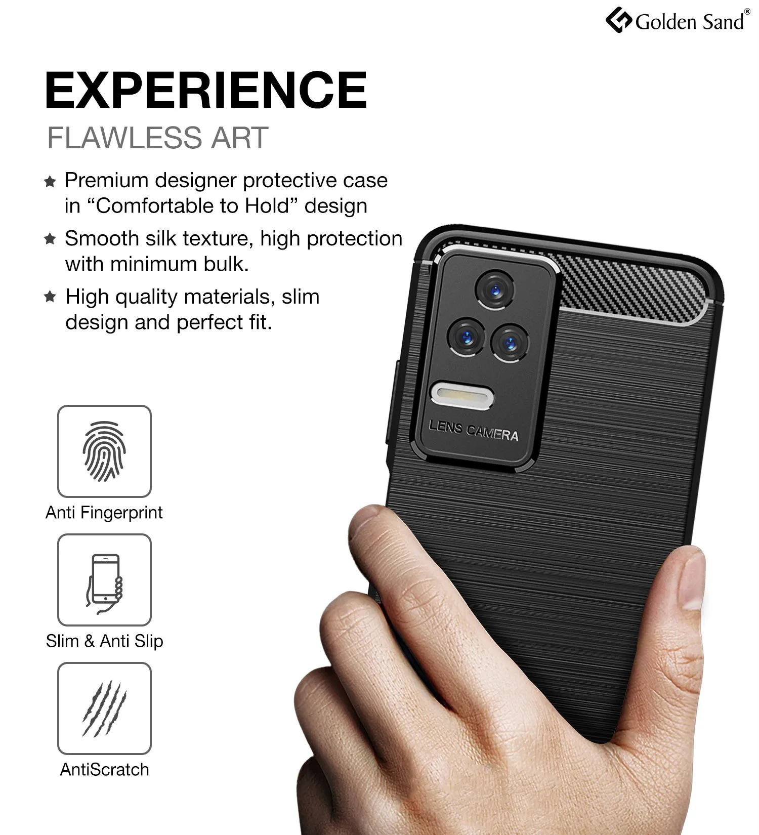 Carbon Fibre Series Shockproof Armor Back Cover for POCO F4 5G, 6.67 inch, Black