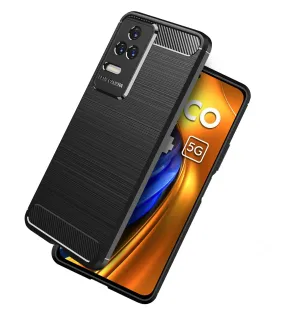 Carbon Fibre Series Shockproof Armor Back Cover for POCO F4 5G, 6.67 inch, Black