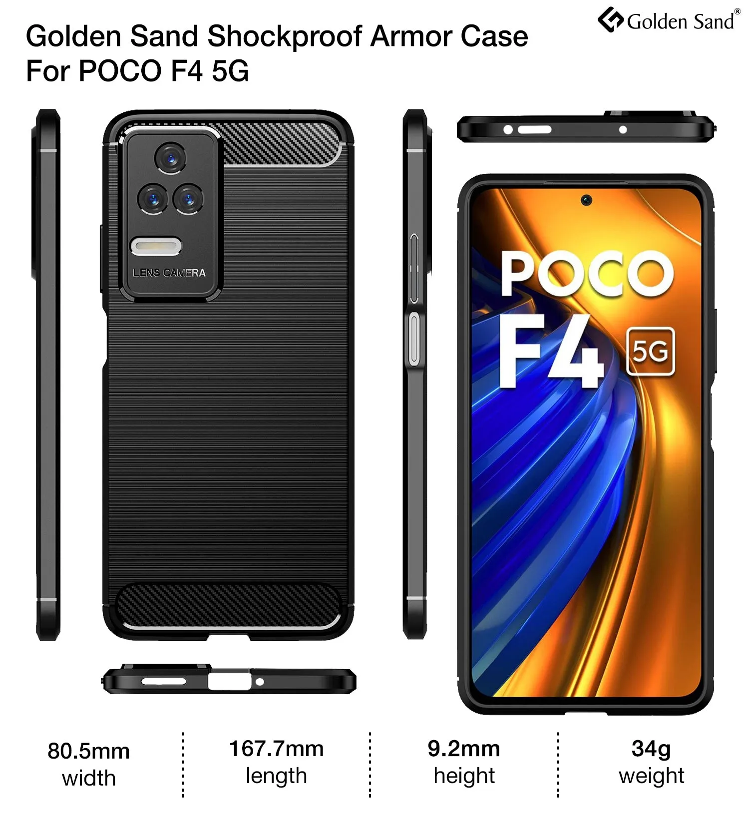 Carbon Fibre Series Shockproof Armor Back Cover for POCO F4 5G, 6.67 inch, Black
