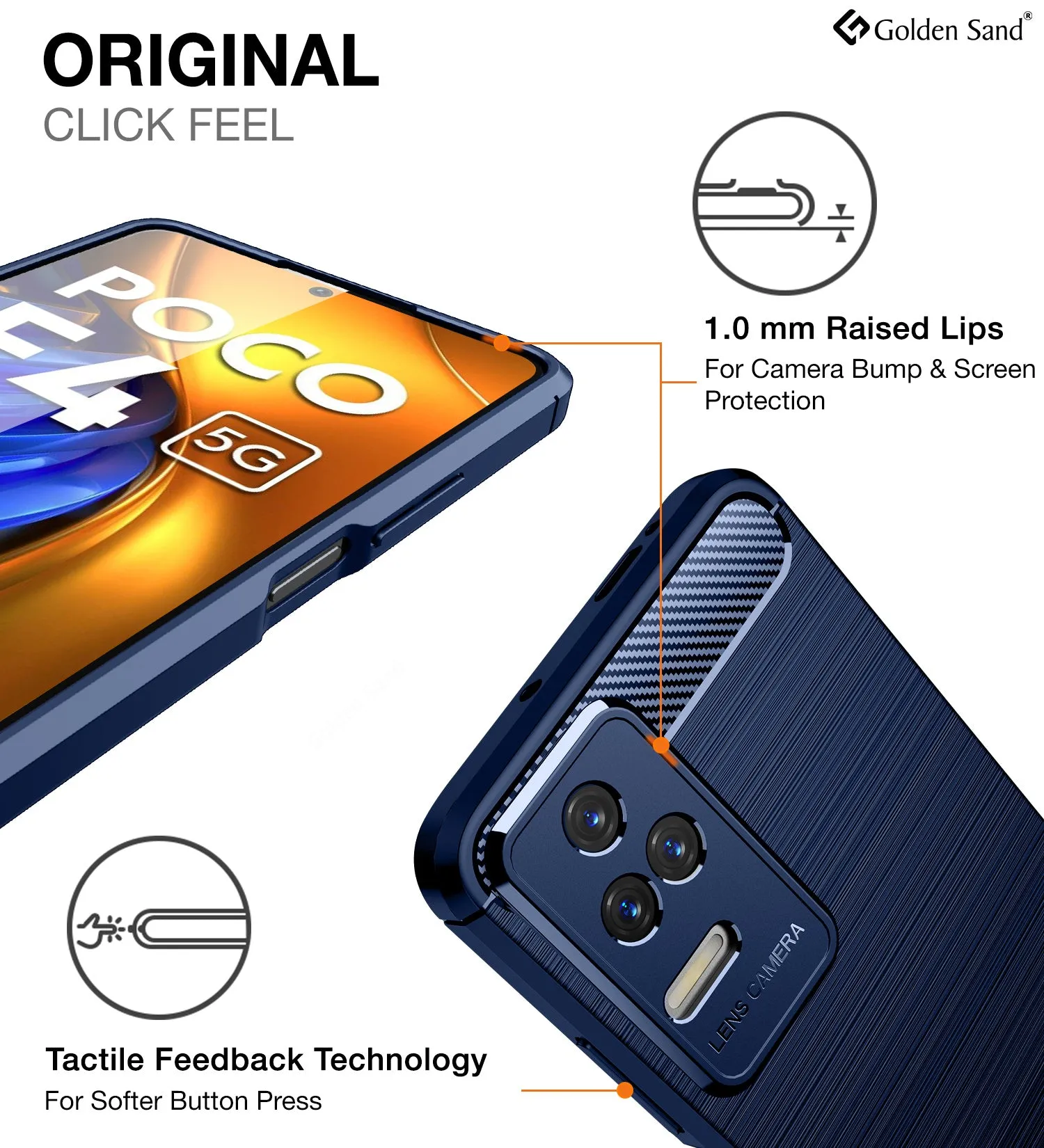 Carbon Fibre Series Shockproof Armor Back Cover for POCO F4 5G, 6.67 inch, Blue