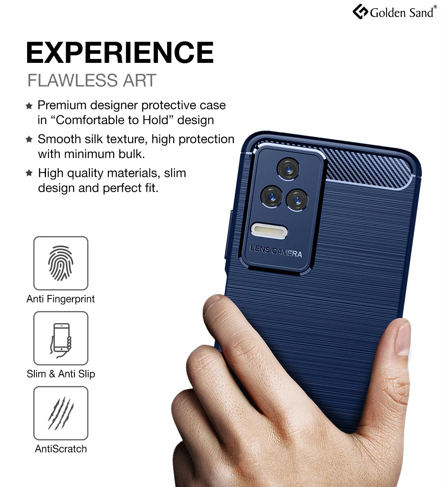 Carbon Fibre Series Shockproof Armor Back Cover for POCO F4 5G, 6.67 inch, Blue