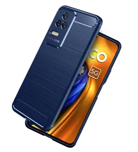 Carbon Fibre Series Shockproof Armor Back Cover for POCO F4 5G, 6.67 inch, Blue