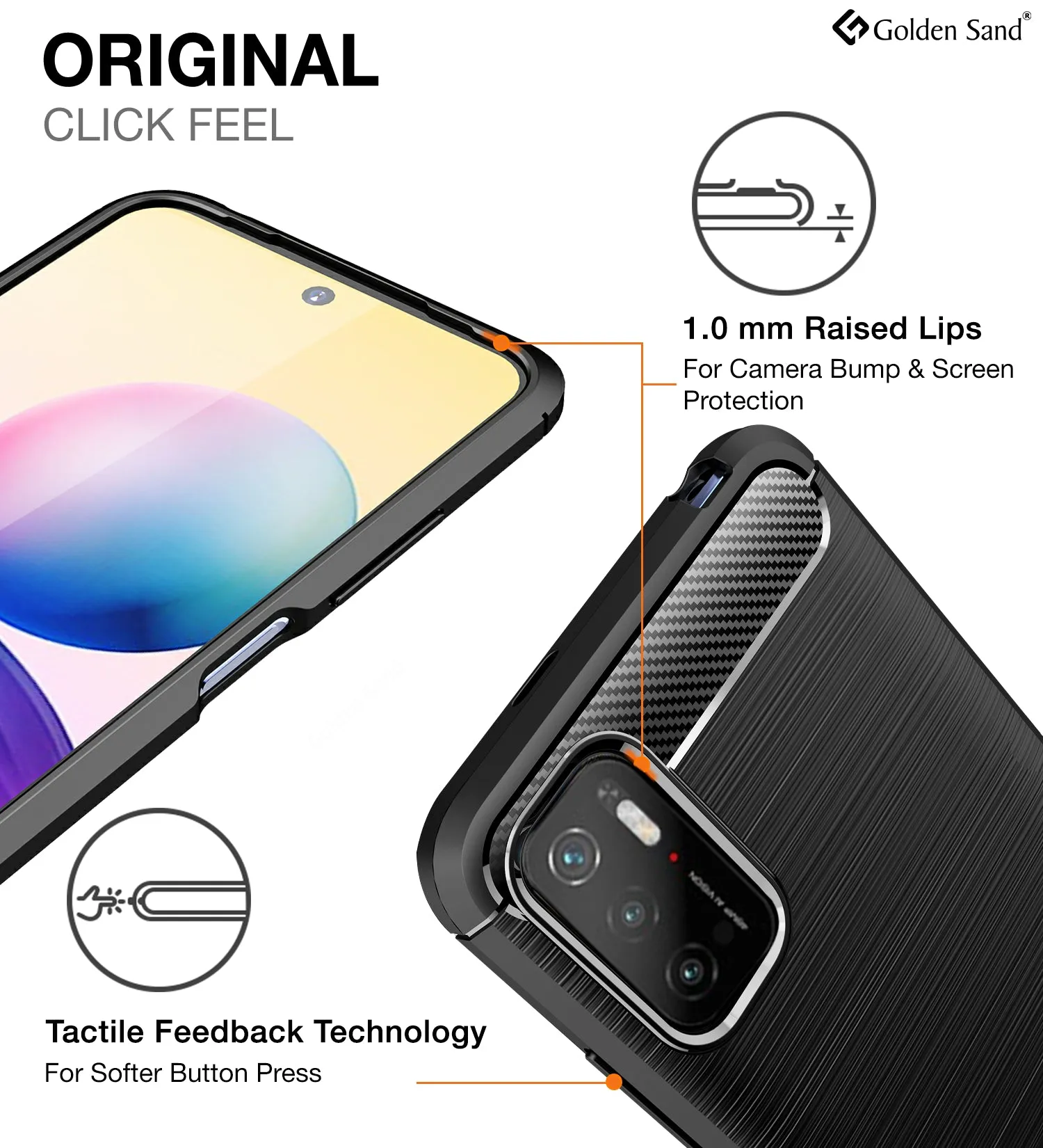 Carbon Fibre Series Shockproof Armor Back Cover for Poco M3 Pro 5G, 6.5 inch, Black