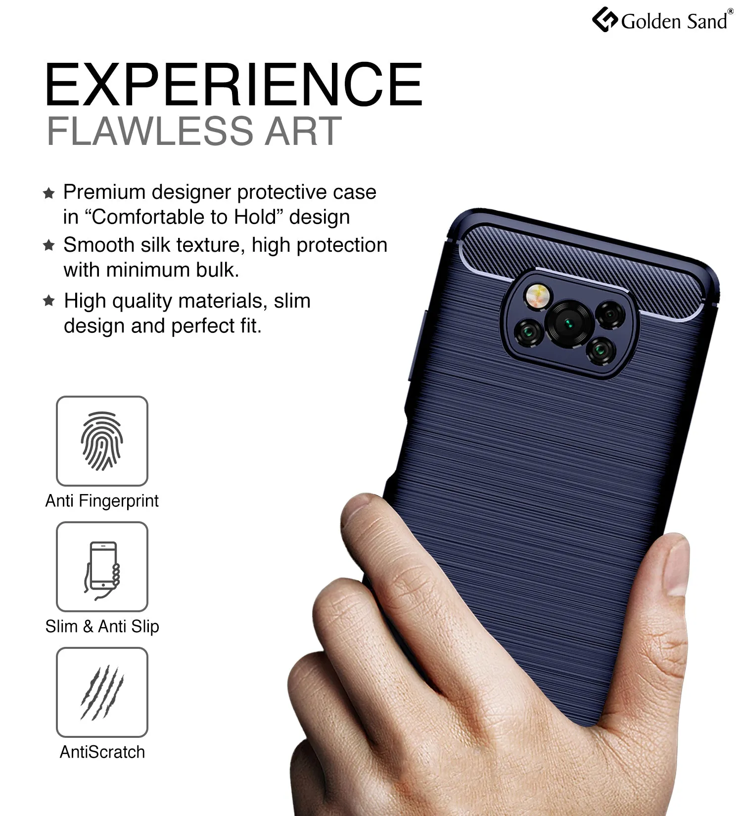 Carbon Fibre Series Shockproof Armor Back Cover for Poco X3 Pro, Poco X3 [Indian Version Correct Size], Blue