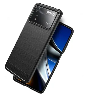 Carbon Fibre Series Shockproof Armor Back Cover for POCO X4 Pro 5G, 6.67 inch, Black