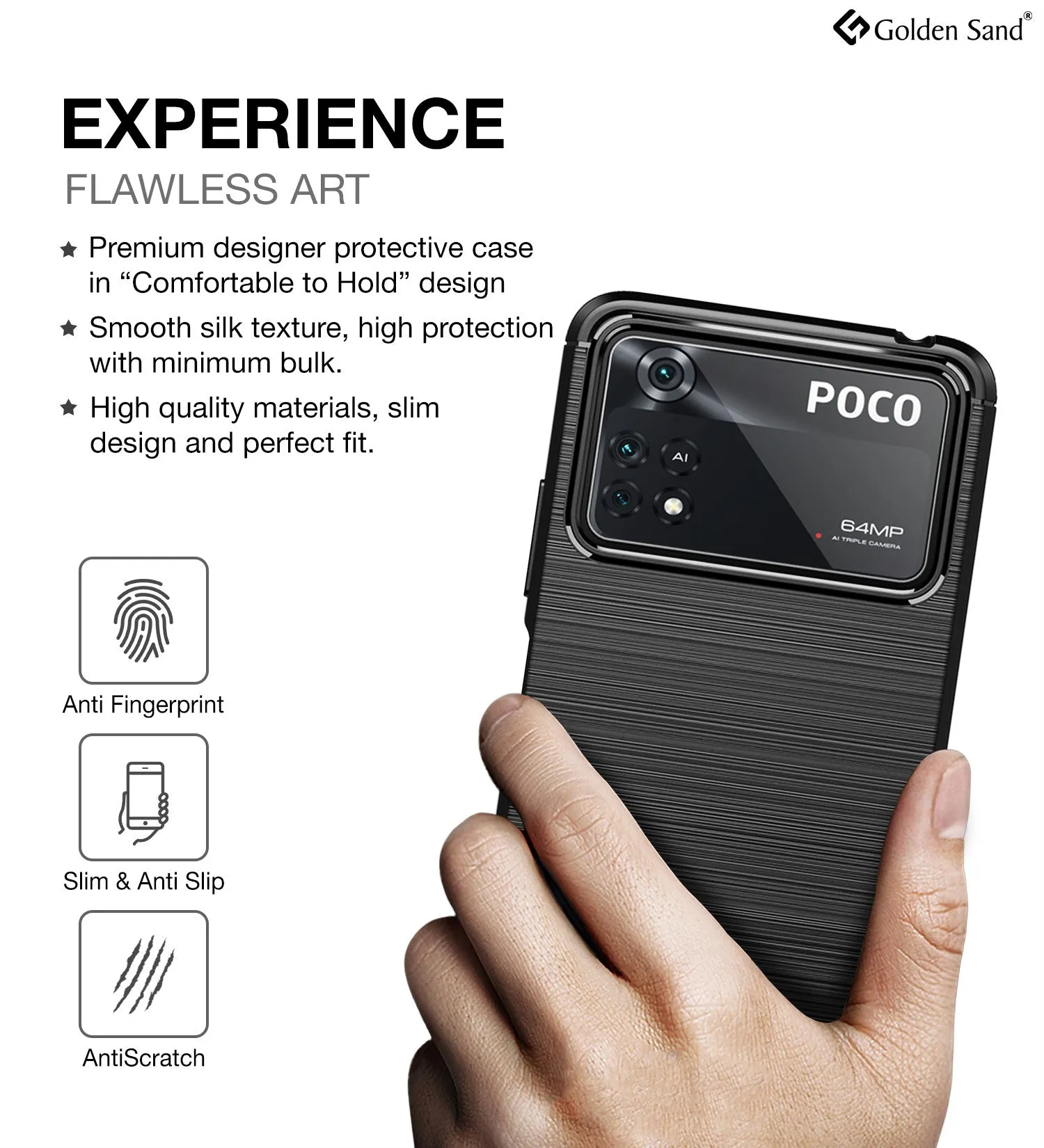 Carbon Fibre Series Shockproof Armor Back Cover for POCO X4 Pro 5G, 6.67 inch, Black