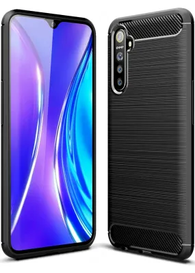 Carbon Fibre Series Shockproof Armor Back Cover for Realme X2, Realme XT, Oppo K5 6.4 inch, Black